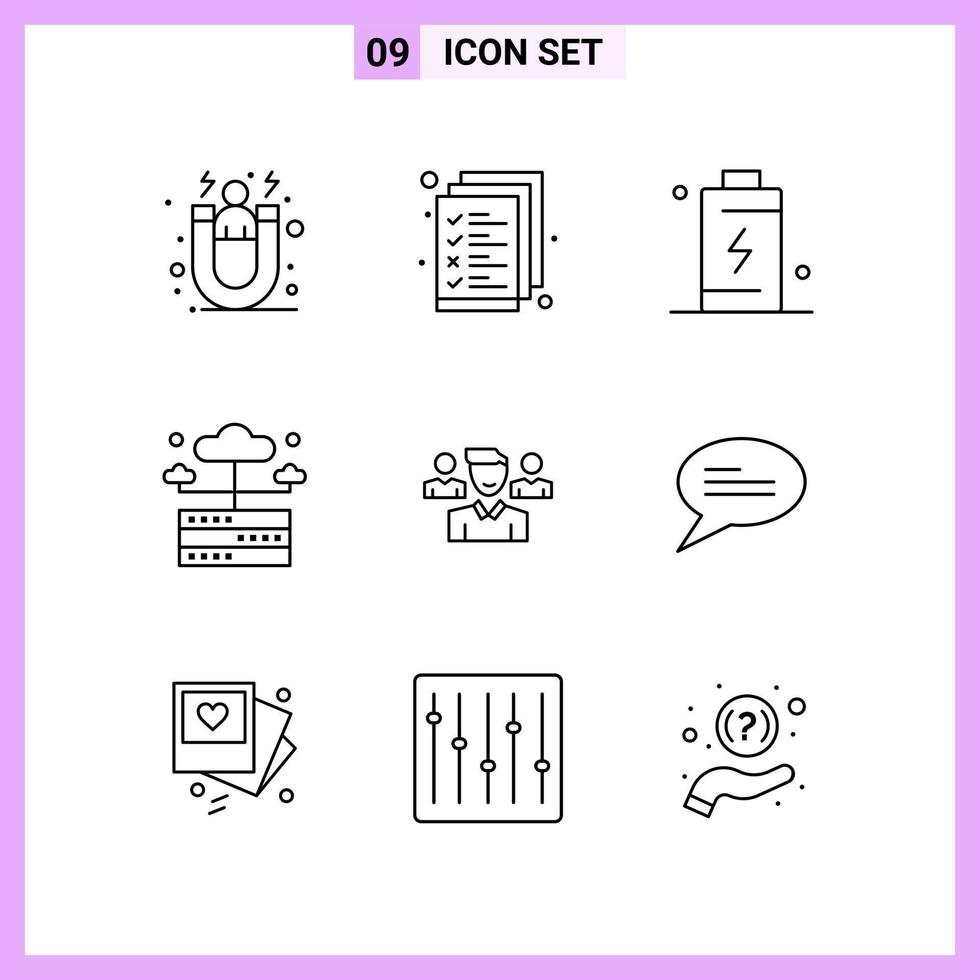 9 iconos en estilo de línea símbolos de contorno sobre fondo blanco signos de vectores creativos para web móvil e impresión
