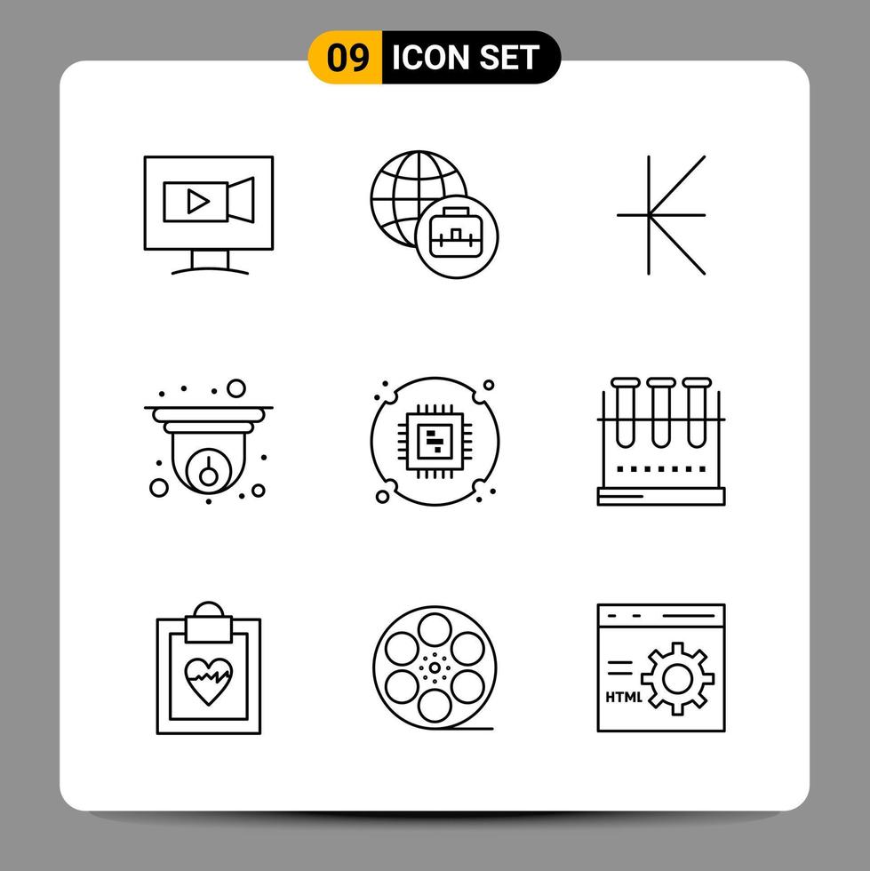 9 Black Icon Pack Outline Symbols Signs for Responsive designs on white background 9 Icons Set vector