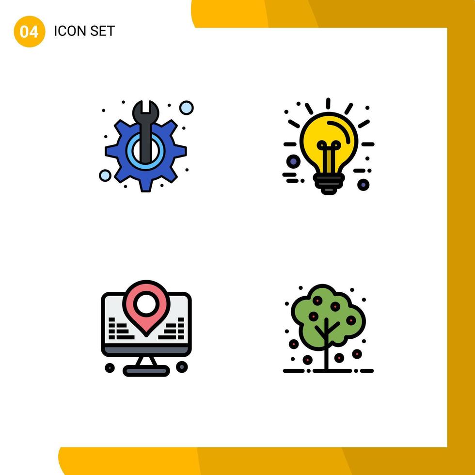 Stock Vector Icon Pack of 4 Line Signs and Symbols for maintenance internet fix innovation map Editable Vector Design Elements