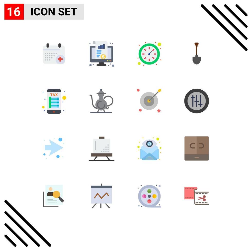 Modern Set of 16 Flat Colors and symbols such as internet banking repair money tool showel Editable Pack of Creative Vector Design Elements