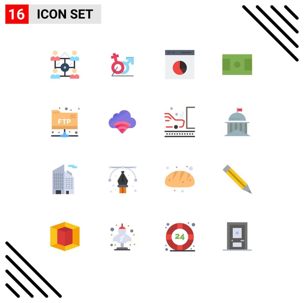 Modern Set of 16 Flat Colors and symbols such as account football identity field rate Editable Pack of Creative Vector Design Elements