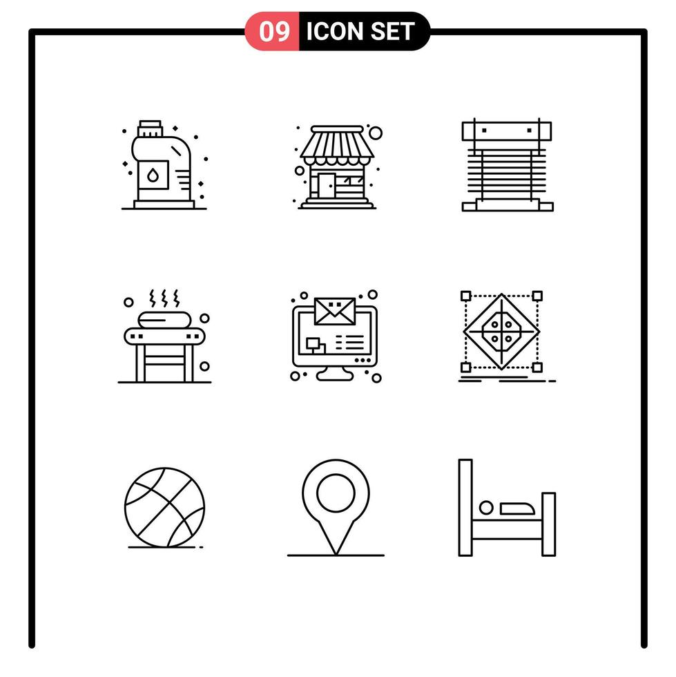 9 concepto de esquema para sitios web móviles y aplicaciones bienestar relajación ordenador ventilador de masaje elementos de diseño vectorial editables vector