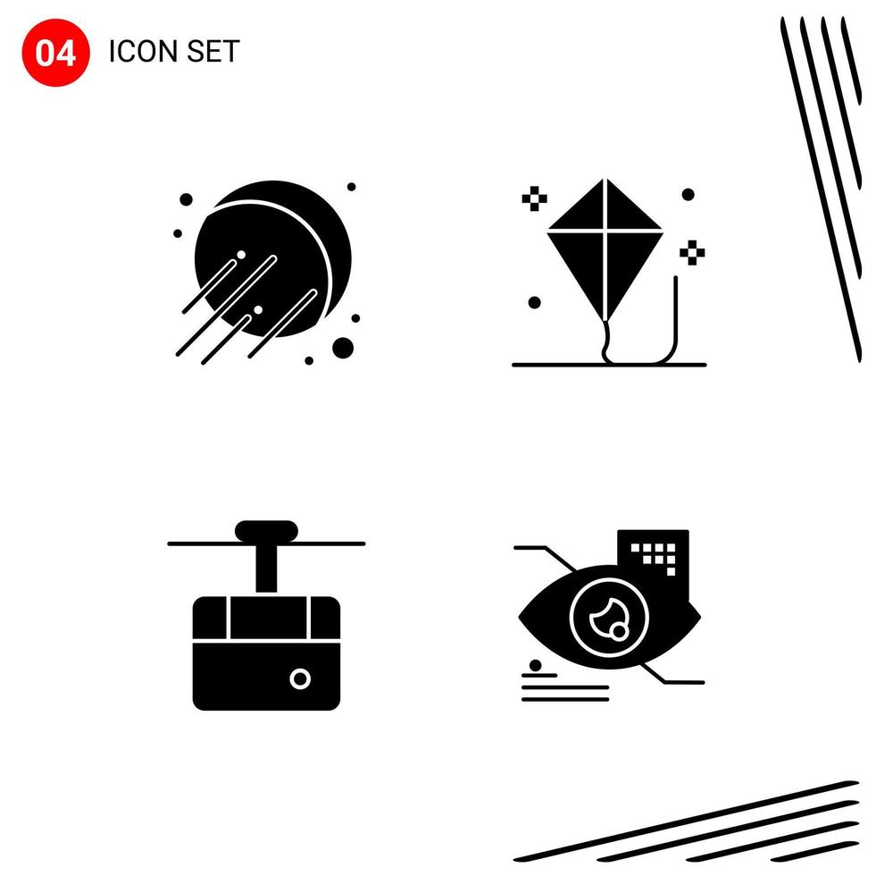 Collection of 4 Vector Icons in solid style Pixle Perfect Glyph Symbols for Web and Mobile Solid Icon Signs on White Background 4 Icons