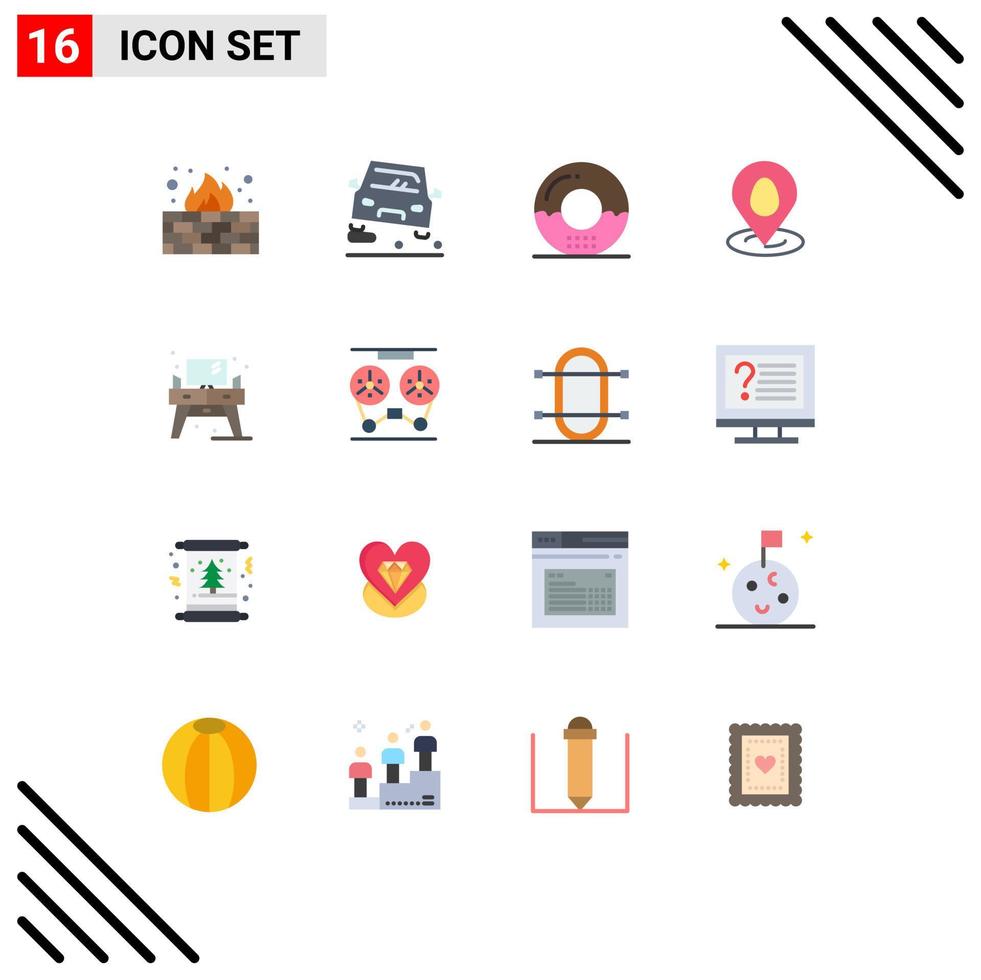 16 Creative Icons Modern Signs and Symbols of home map cooking pin meal Editable Pack of Creative Vector Design Elements