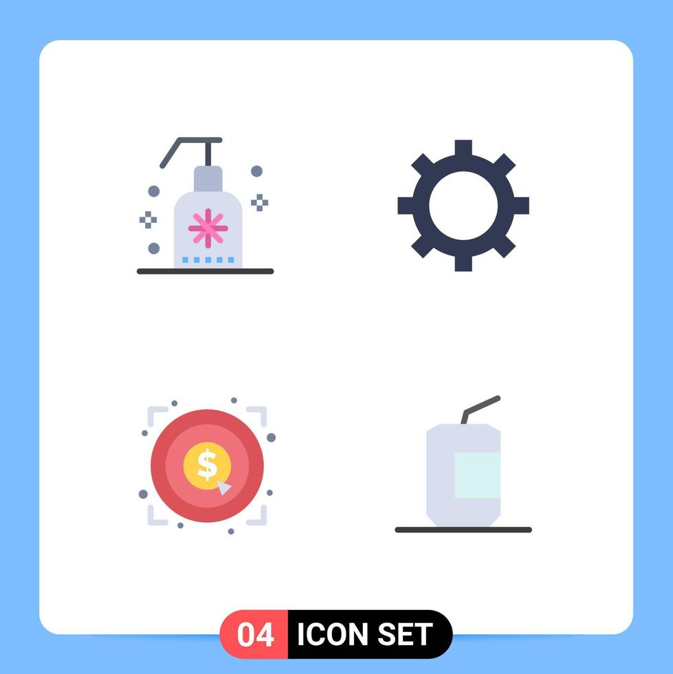 4 Creative Icons Modern Signs and Symbols of cleaning target spa marketing cola Editable Vector Design Elements