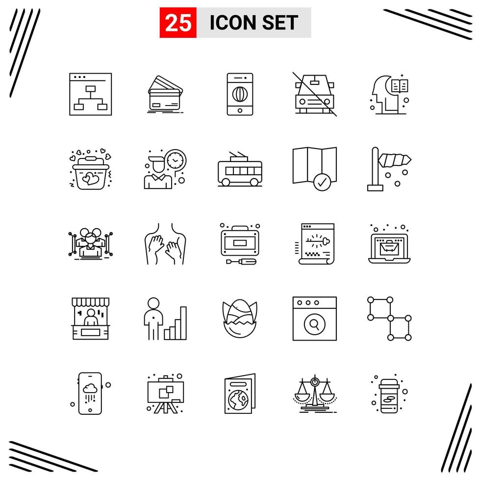 25 iconos estilo de línea cuadrícula basada en símbolos de contorno creativo para el diseño de sitios web signos de icono de línea simple aislados en fondo blanco conjunto de 25 iconos vector