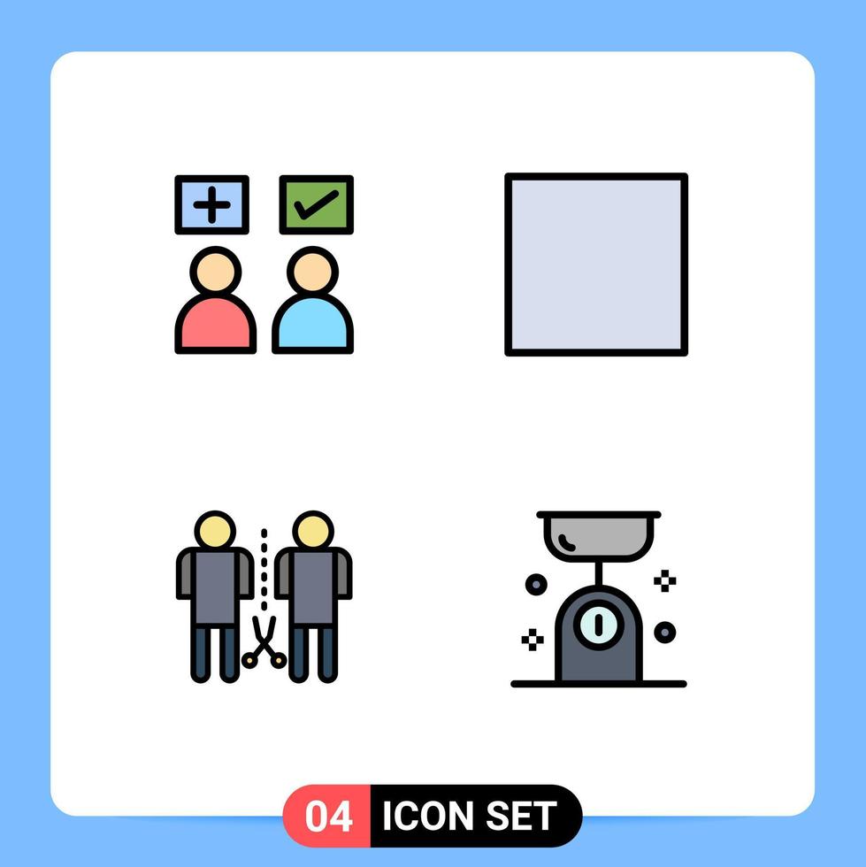 paquete de iconos de vector de stock de 4 signos y símbolos de línea para respuestas personas marcan elementos de diseño de vector editables de equilibrio familiar