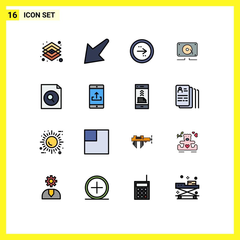 Set of 16 Modern UI Icons Symbols Signs for document speaker arrow audio right Editable Creative Vector Design Elements