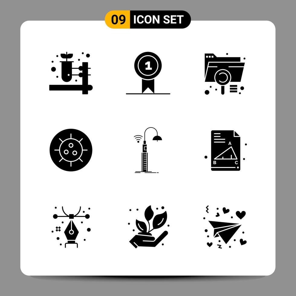 9 Black Icon Pack Glyph Symbols Signs for Responsive designs on white background 9 Icons Set vector