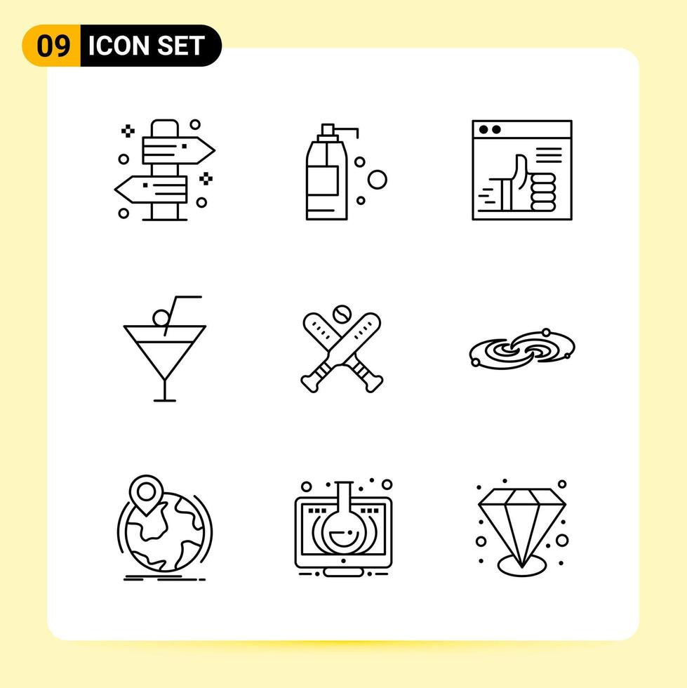 9 Creative Icons for Modern website design and responsive mobile apps 9 Outline Symbols Signs on White Background 9 Icon Pack vector