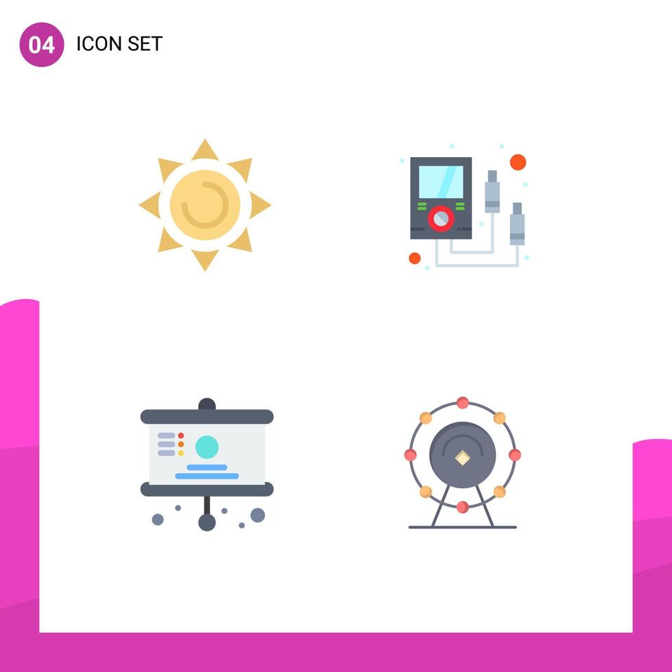 Group of 4 Modern Flat Icons Set for beach school ammeter multi meter browser Editable Vector Design Elements
