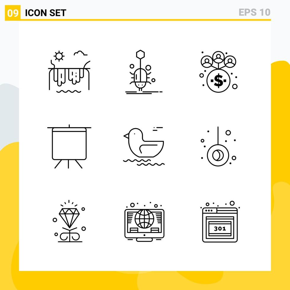 Collection of 9 Universal Line Icons Icon Set for Web and Mobile vector