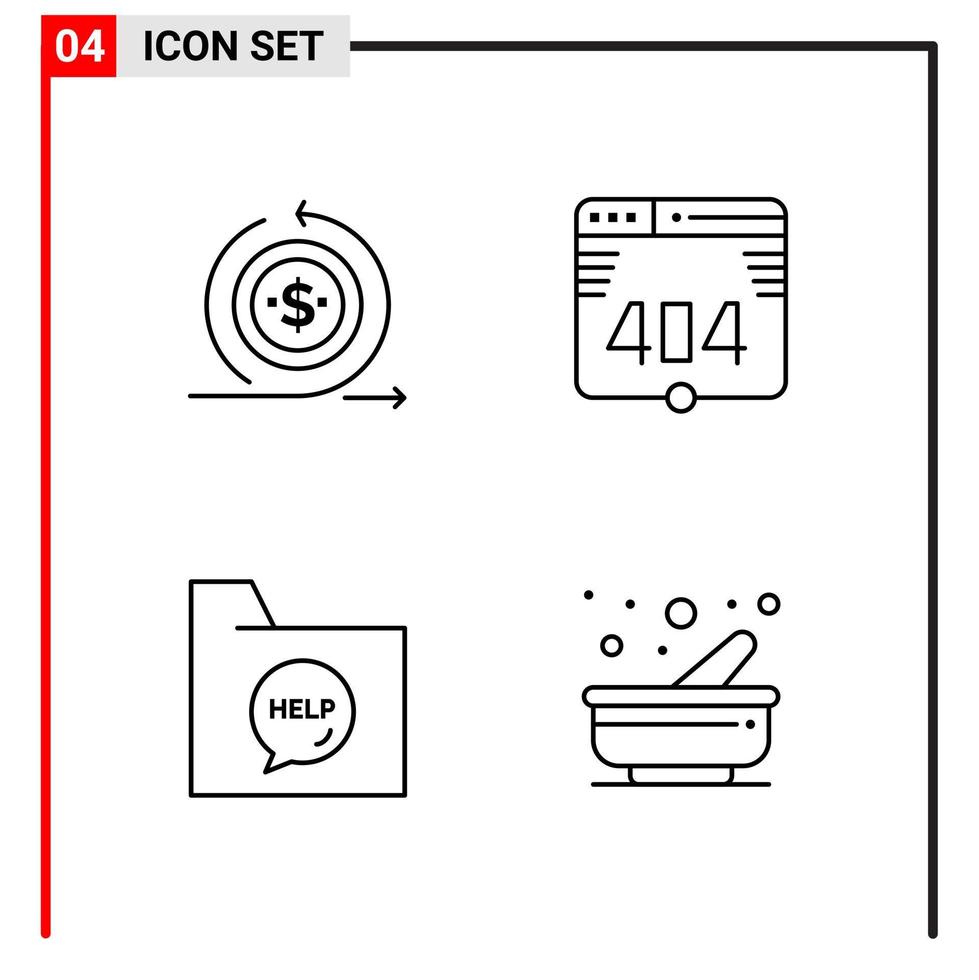 4 General Icons for website design print and mobile apps 4 Outline Symbols Signs Isolated on White Background 4 Icon Pack vector