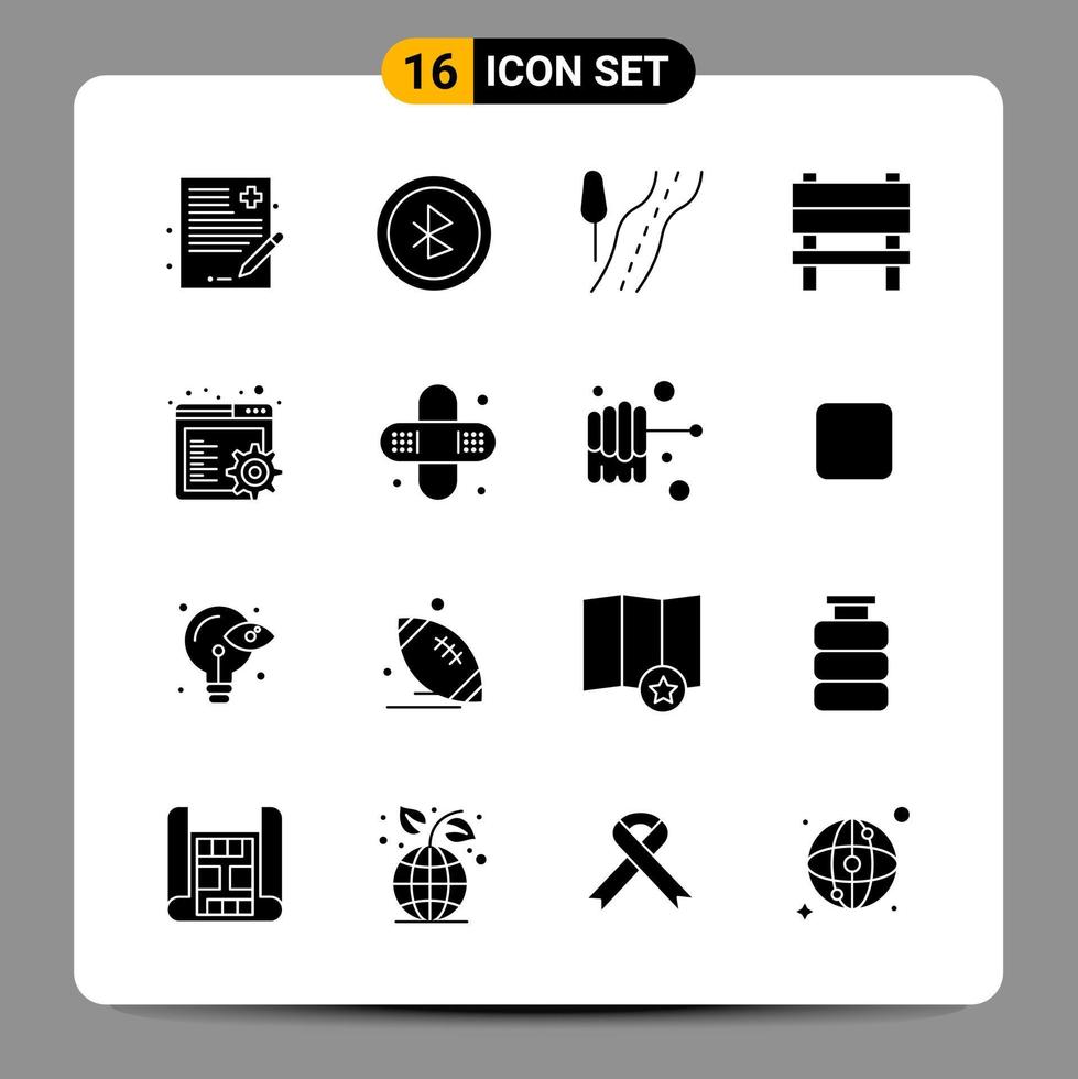 16 Black Icon Pack Glyph Symbols Signs for Responsive designs on white background 16 Icons Set vector