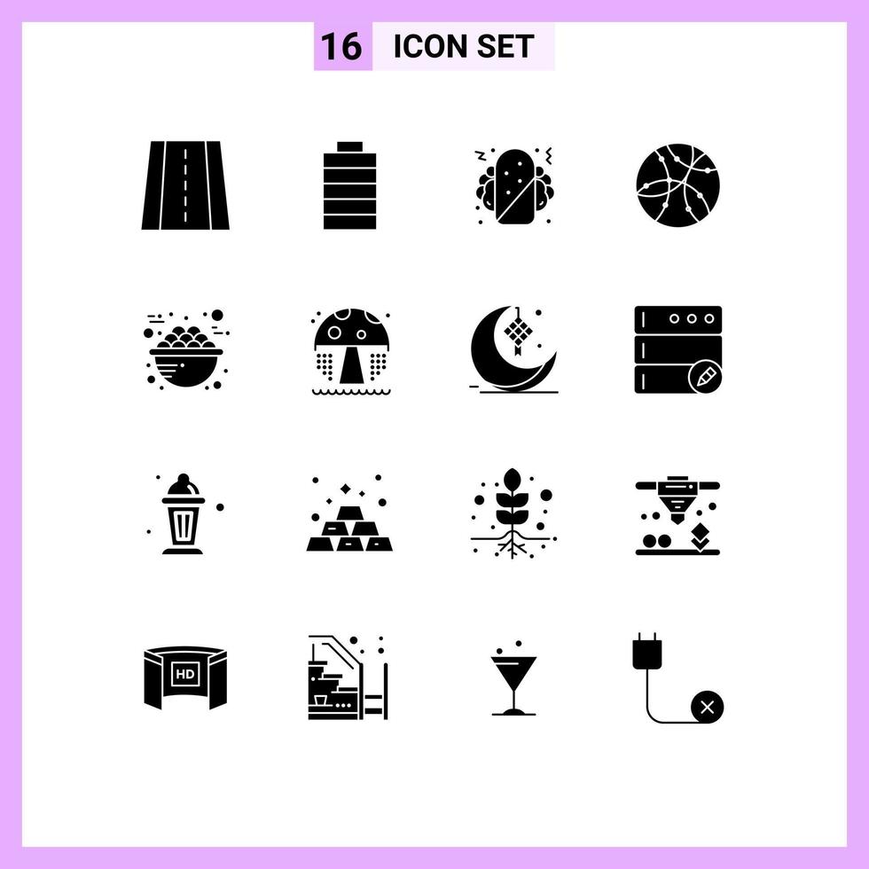 paquete de iconos de vector de stock de 16 signos y símbolos de línea para elementos de diseño de vector editables de tecnología de comida de papilla de comida