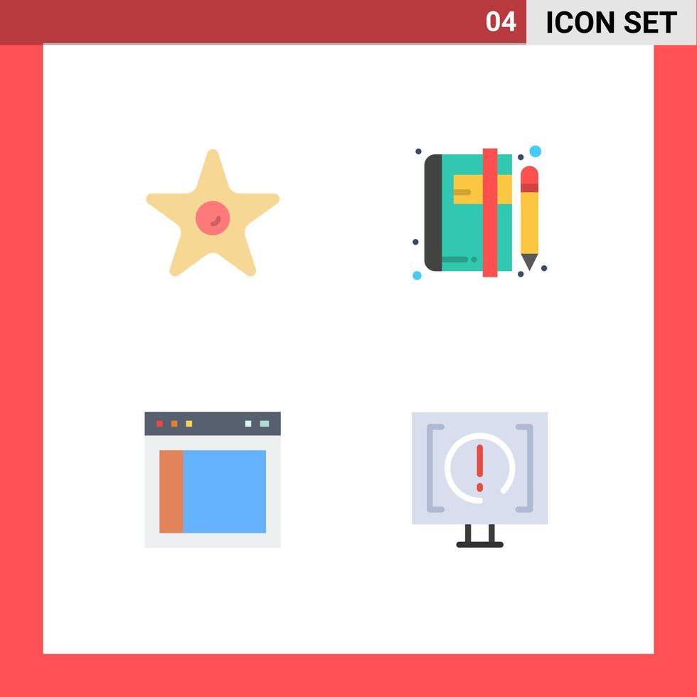 Universal Icon Symbols Group of 4 Modern Flat Icons of film divide theatre article layout Editable Vector Design Elements