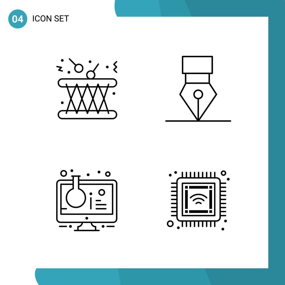 Vector Pack of 4 Outline Symbols Line Style Icon Set on White Background for Web and Mobile