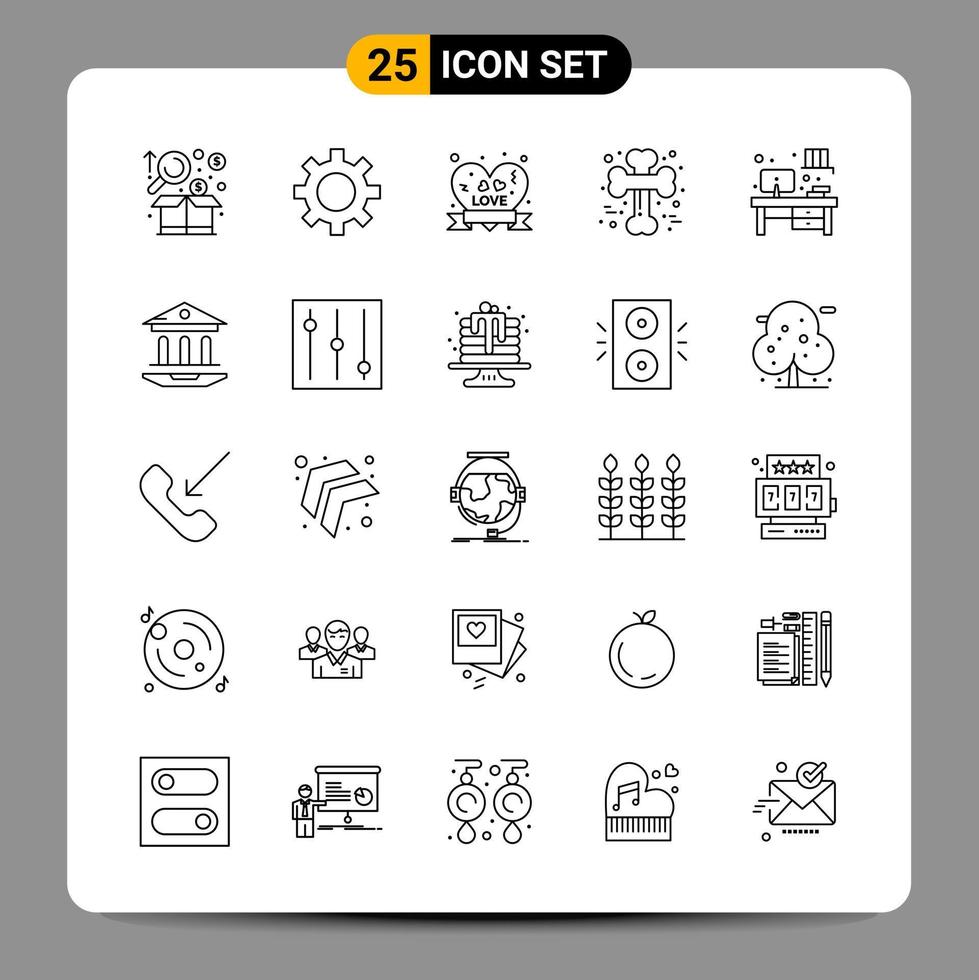 Paquete de 25 iconos negros signos de símbolos de contorno para diseños receptivos sobre fondo blanco 25 iconos establecidos vector