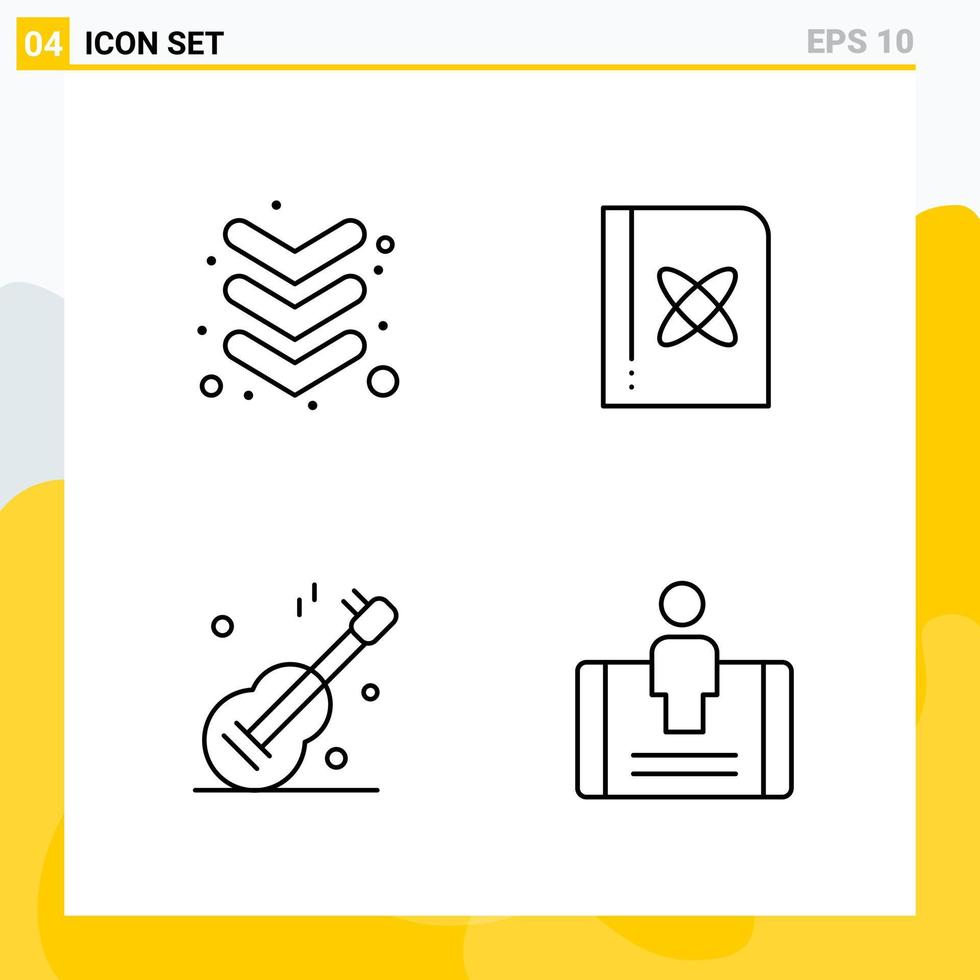 Collection of 4 Universal Line Icons Icon Set for Web and Mobile vector