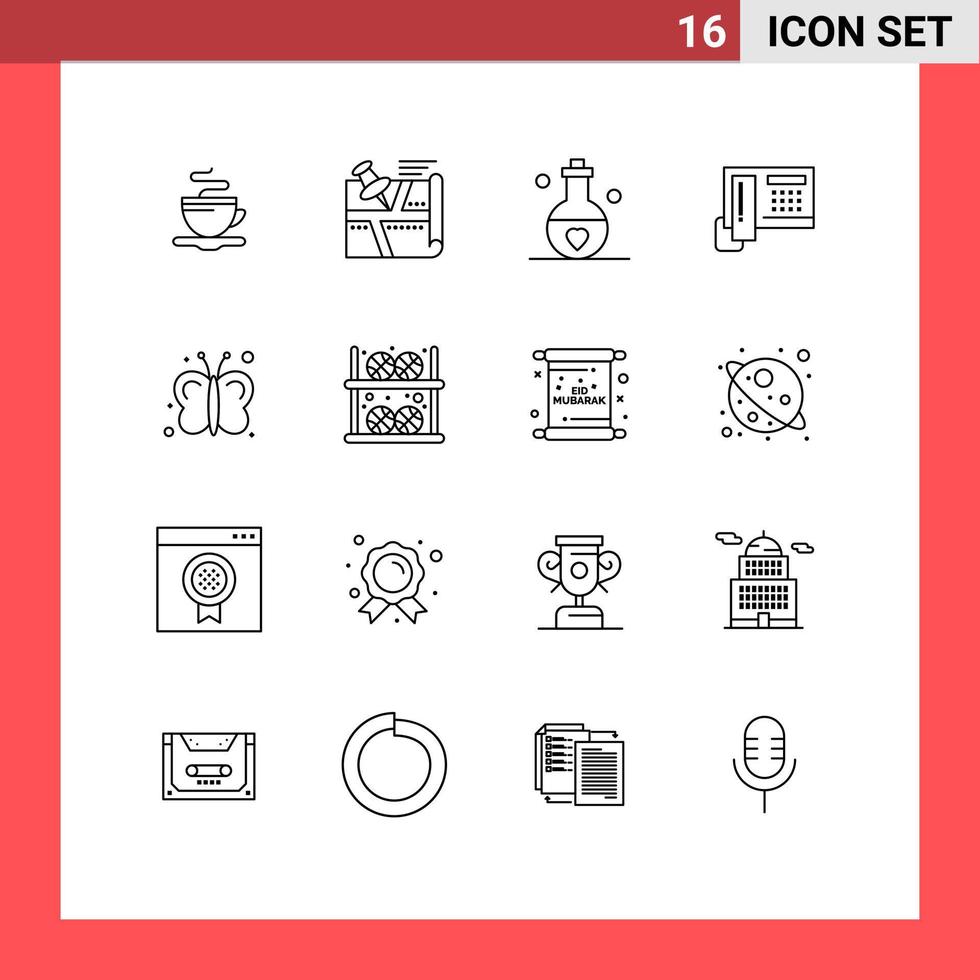 conjunto de 16 iconos de interfaz de usuario modernos símbolos signos para hardware teléfono mapa teléfono perfume elementos de diseño vectorial editables vector