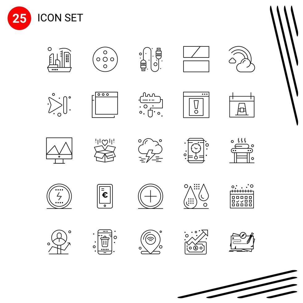 Group of 25 Lines Signs and Symbols for filled layout storage image editing Editable Vector Design Elements