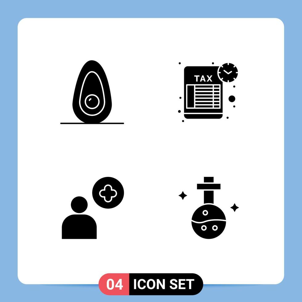 User Interface Solid Glyph Pack of modern Signs and Symbols of avocado user reminder tax return lab Editable Vector Design Elements