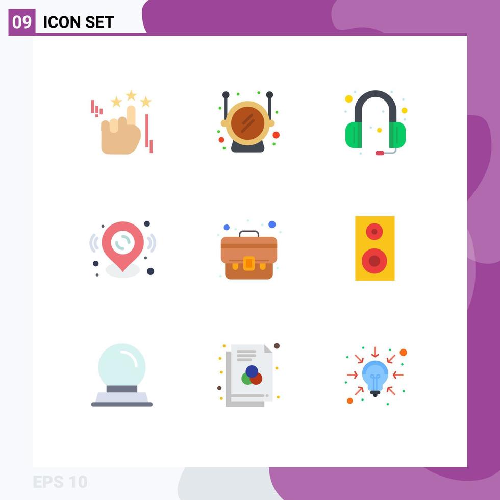 9 iconos creativos, signos y símbolos modernos de soporte de caja de bolsa, ubicación comercial, elementos de diseño vectorial editables vector