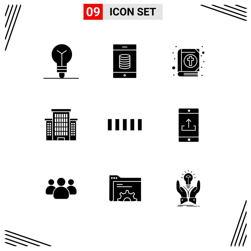 Pictogram Set of 9 Simple Solid Glyphs of mobile signal easter phone office Editable Vector Design Elements