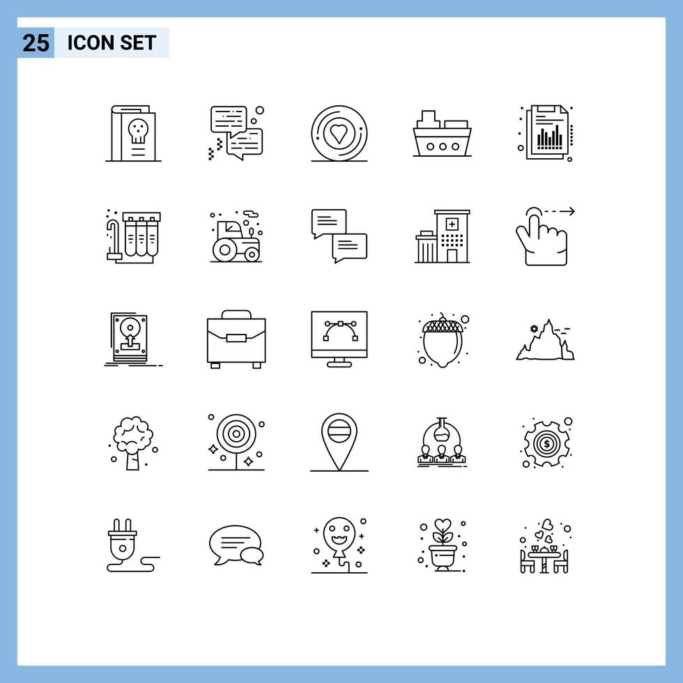 Stock Vector Icon Pack of 25 Line Signs and Symbols for annual sea printer marine sticker Editable Vector Design Elements