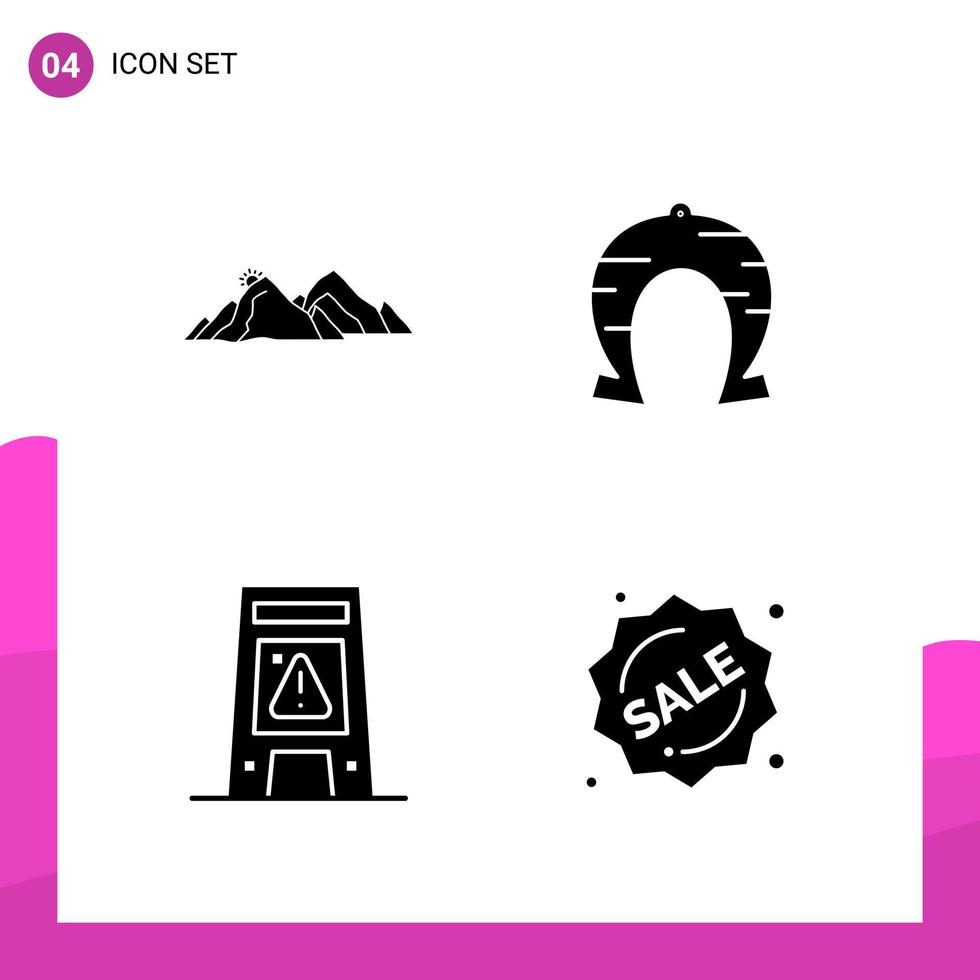 Glyph Icon set Pack of 4 Solid Icons isolated on White Background for responsive Website Design Print and Mobile Applications vector