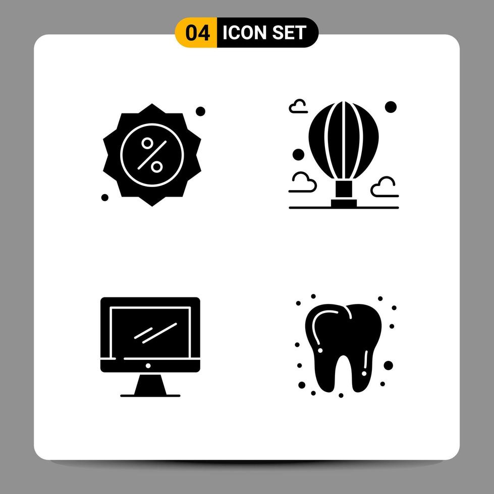 4 Black Icon Pack Glyph Symbols Signs for Responsive designs on white background 4 Icons Set vector
