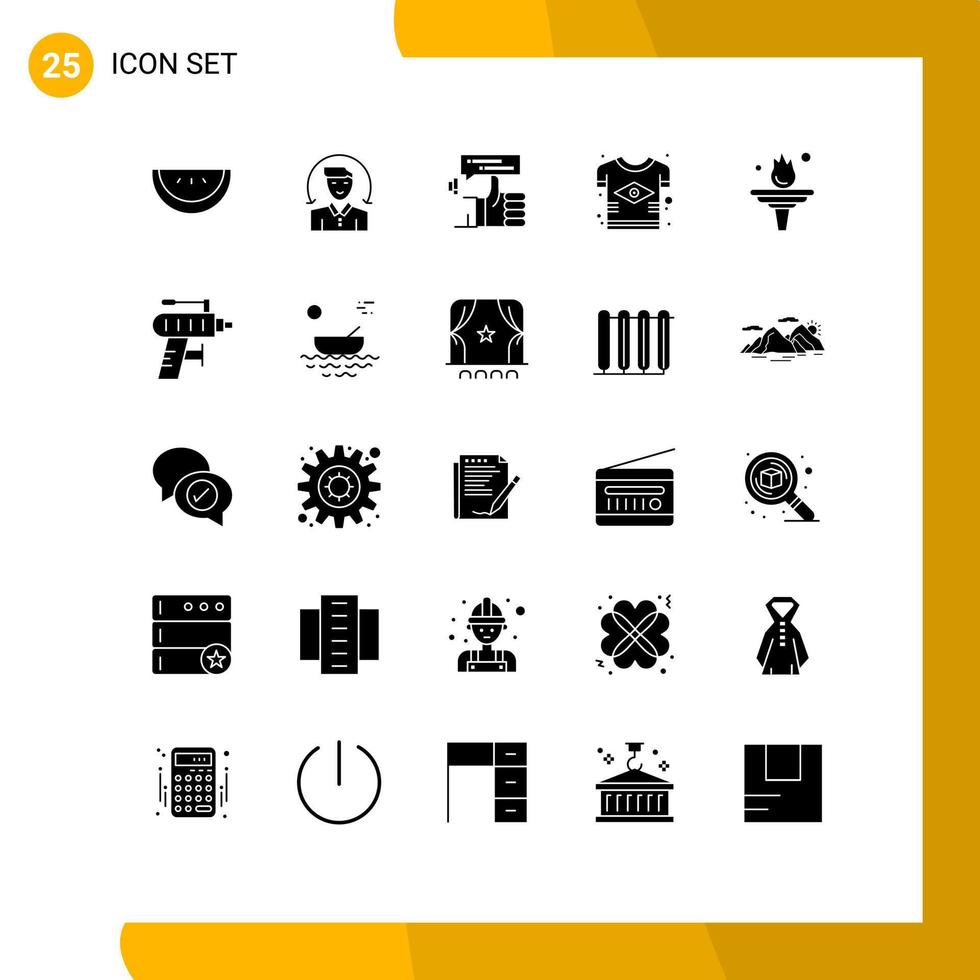 Pictogram Set of 25 Simple Solid Glyphs of education tshirt like flag brazilian Editable Vector Design Elements