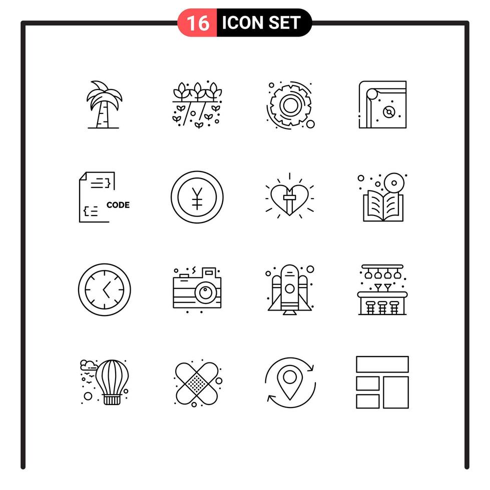 16 Universal Outline Signs Symbols of play fun grower air hockey options Editable Vector Design Elements