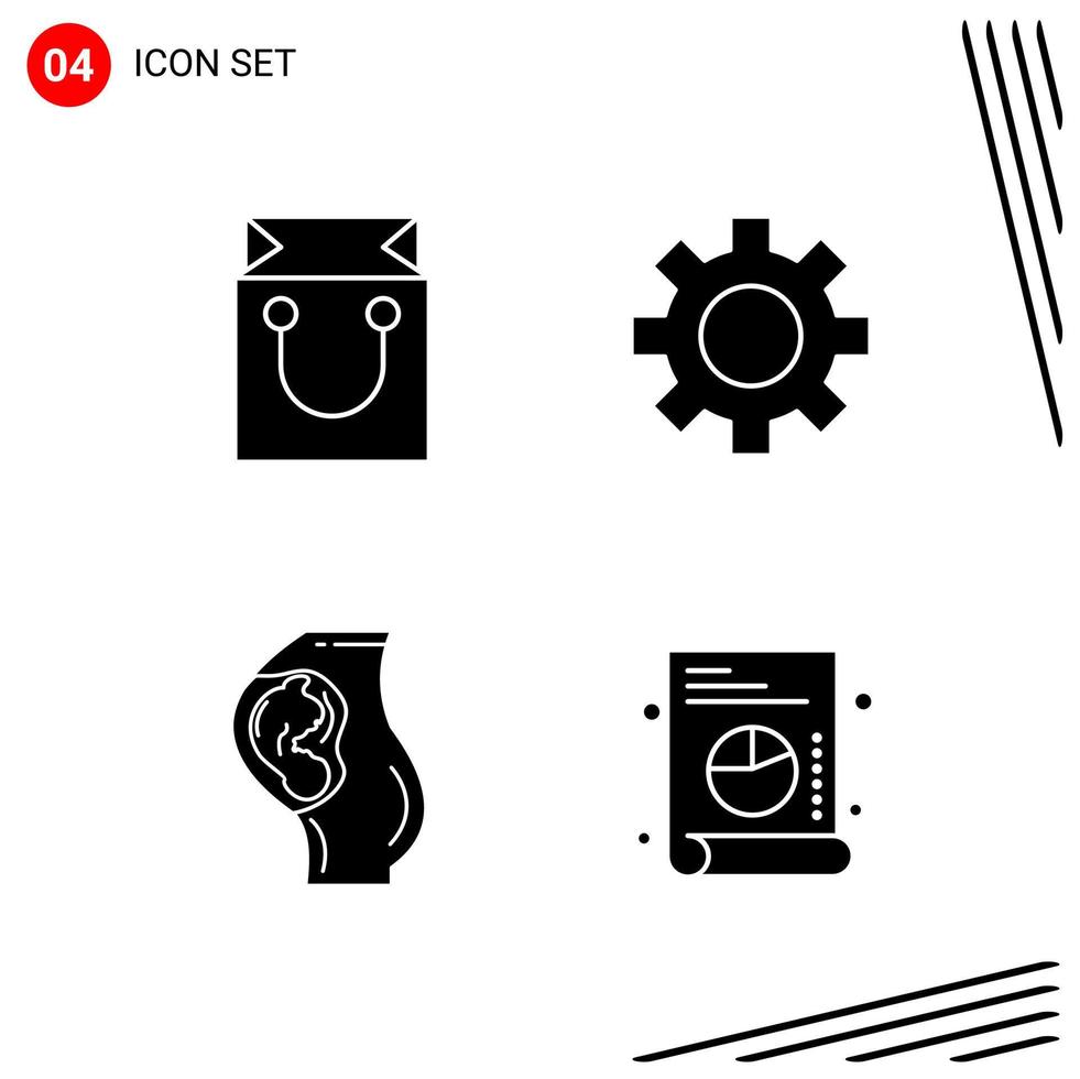 Collection of 4 Vector Icons in solid style Pixle Perfect Glyph Symbols for Web and Mobile Solid Icon Signs on White Background 4 Icons