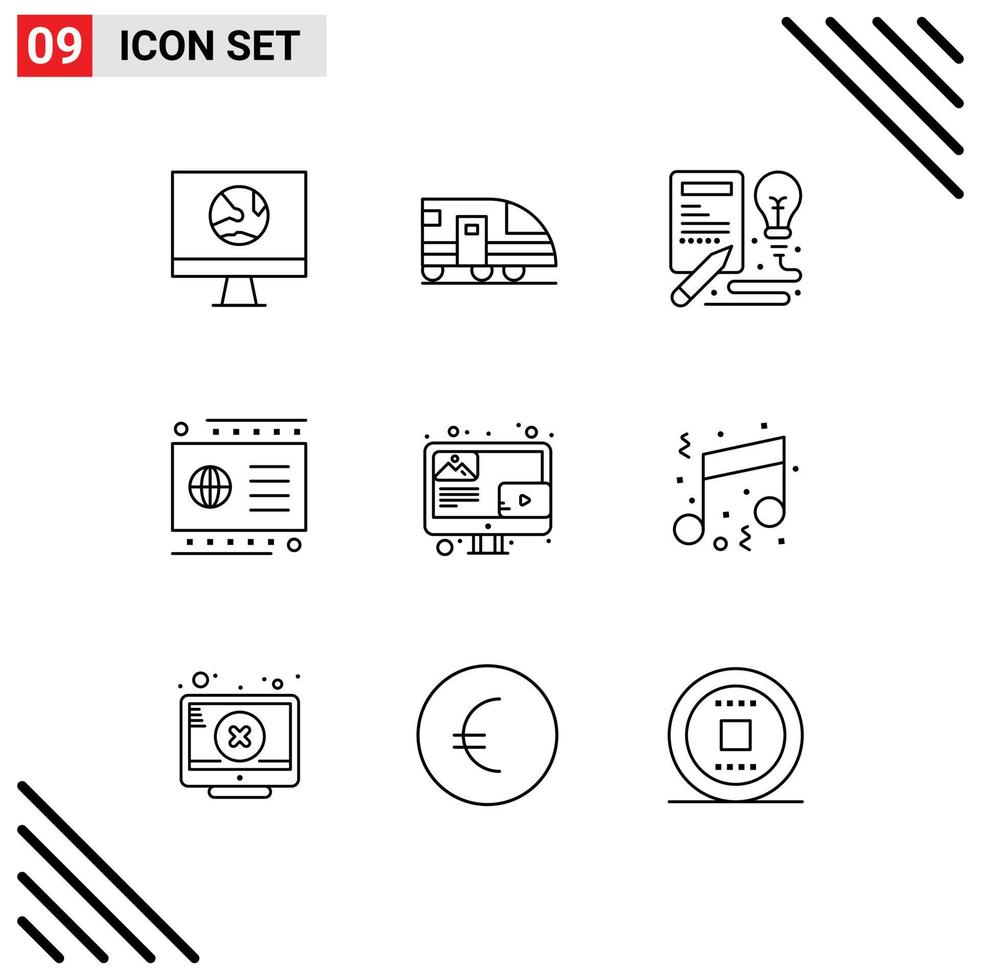 Modern Set of 9 Outlines and symbols such as blog debit transportation credit process Editable Vector Design Elements