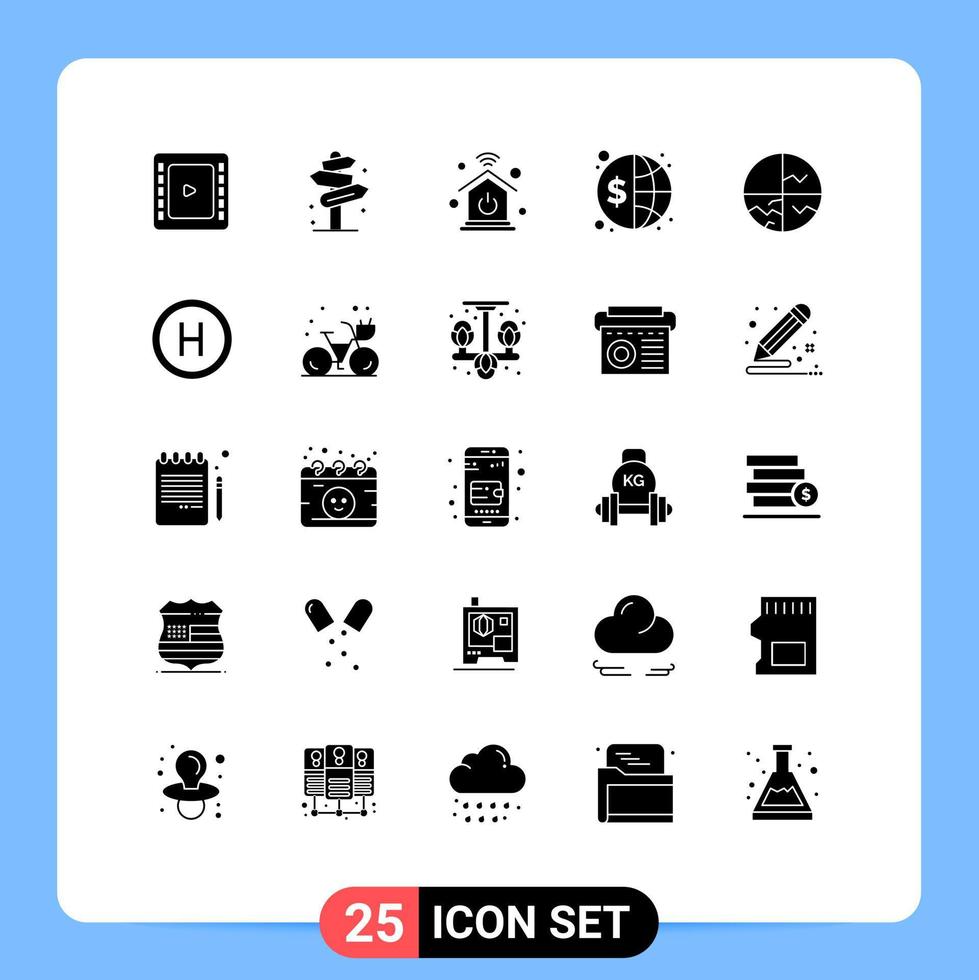 25 Universal Solid Glyphs Set for Web and Mobile Applications skin global home network money finance global Editable Vector Design Elements