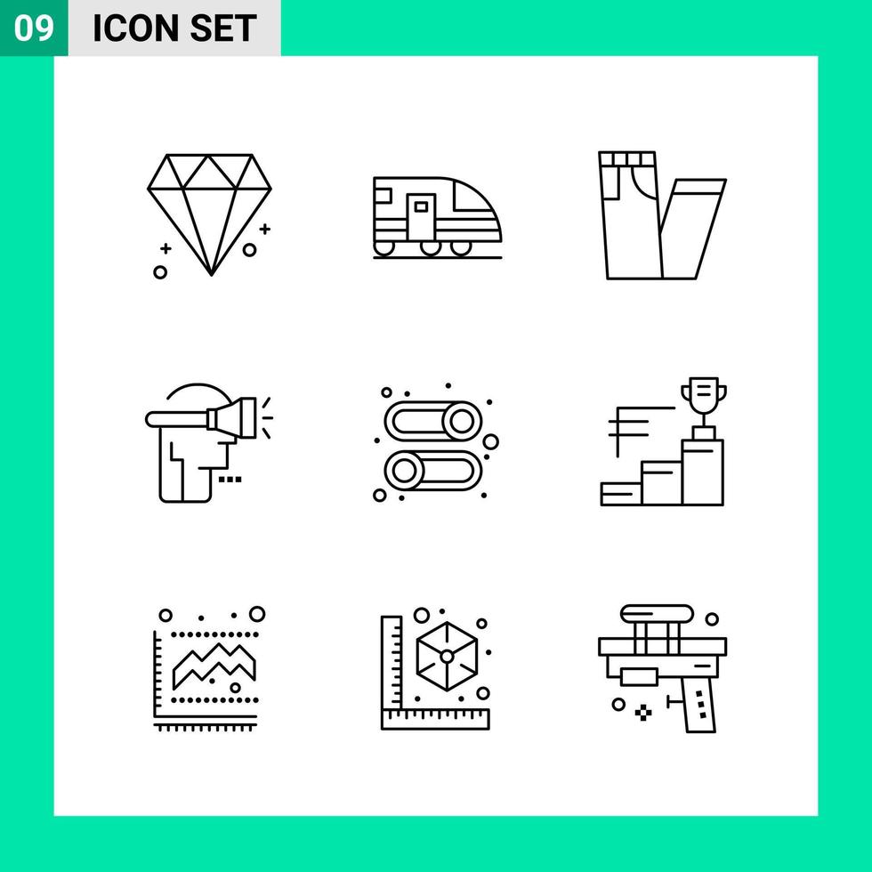 Pack of 9 Line Style Icon Set Outline Symbols for print Creative Signs Isolated on White Background 9 Icon Set vector