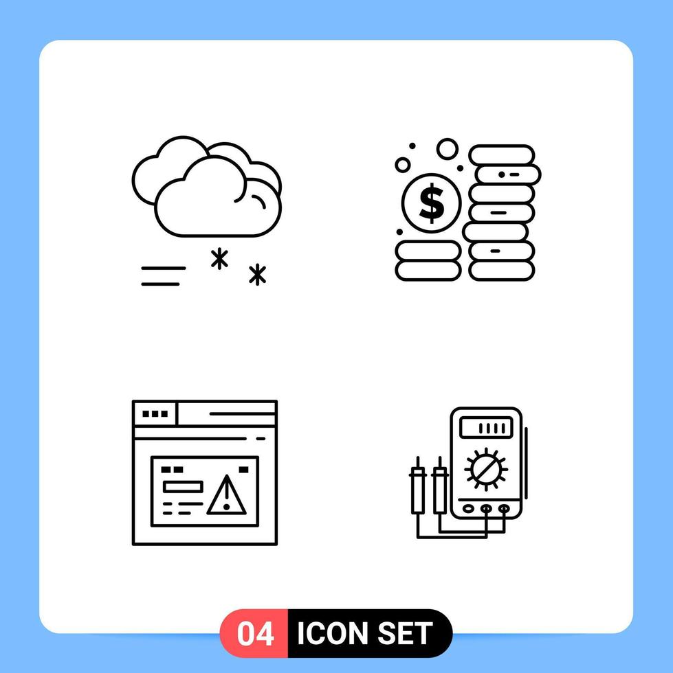 4 Line Black Icon Pack Outline Symbols for Mobile Apps isolated on white background 4 Icons Set vector