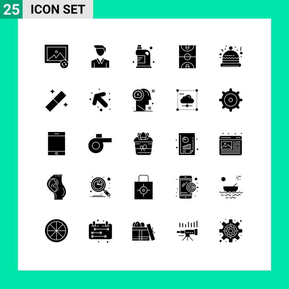 Set of 25 Modern UI Icons Symbols Signs for hat sports drain game basketball Editable Vector Design Elements