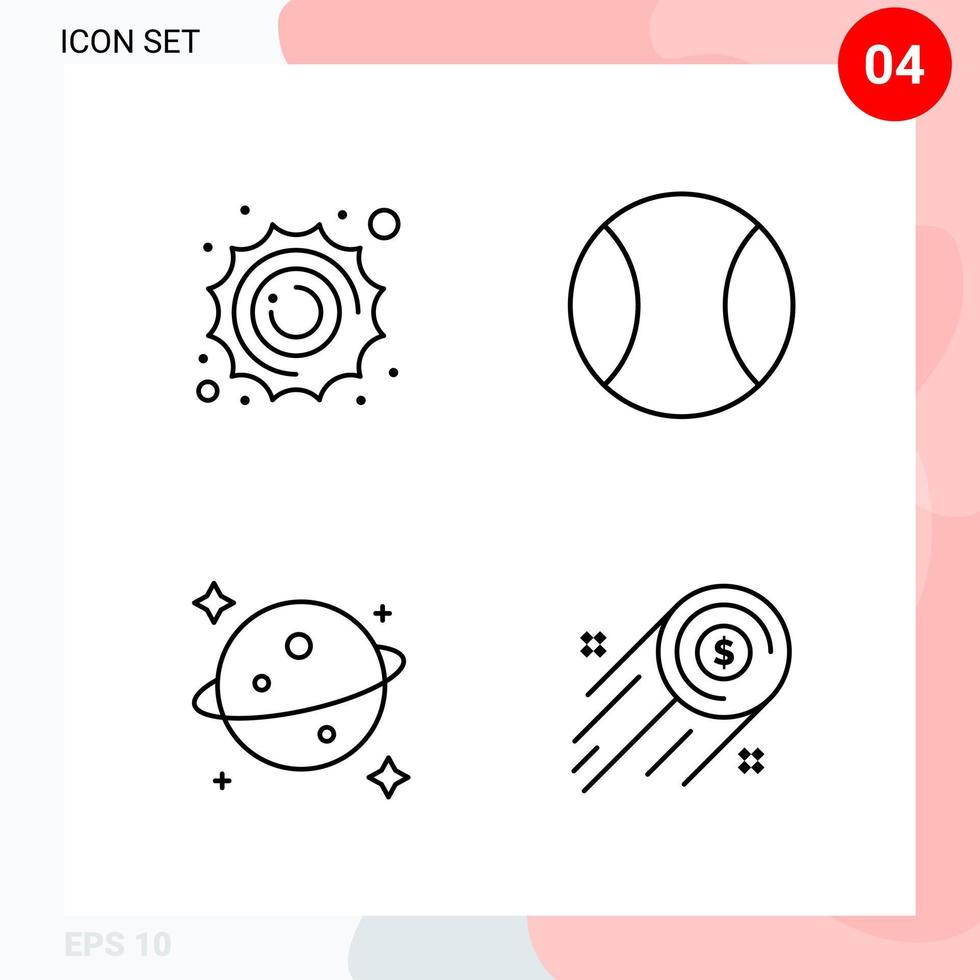 Vector Pack of 4 Icons in Line Style Creative Outline Pack isolated on White Background for Web and Mobile