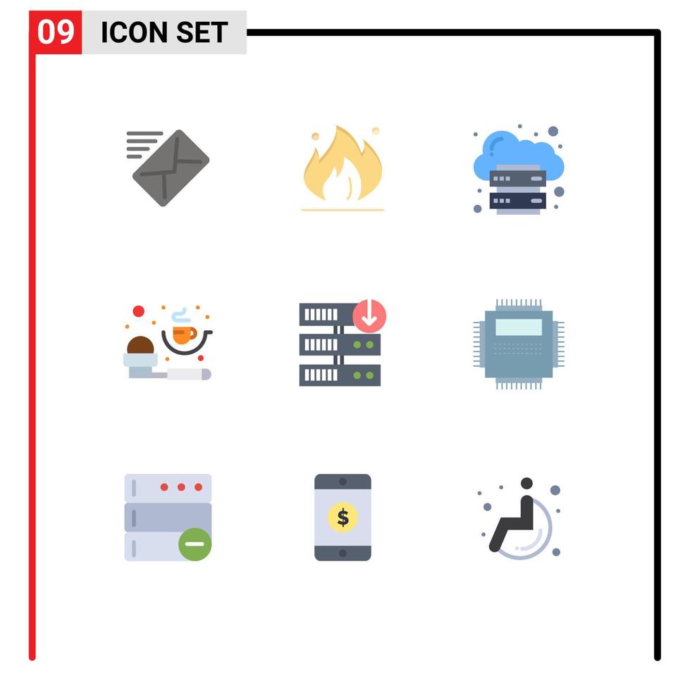 Group of 9 Modern Flat Colors Set for downgrade measuring spoon cloud measurement platform Editable Vector Design Elements