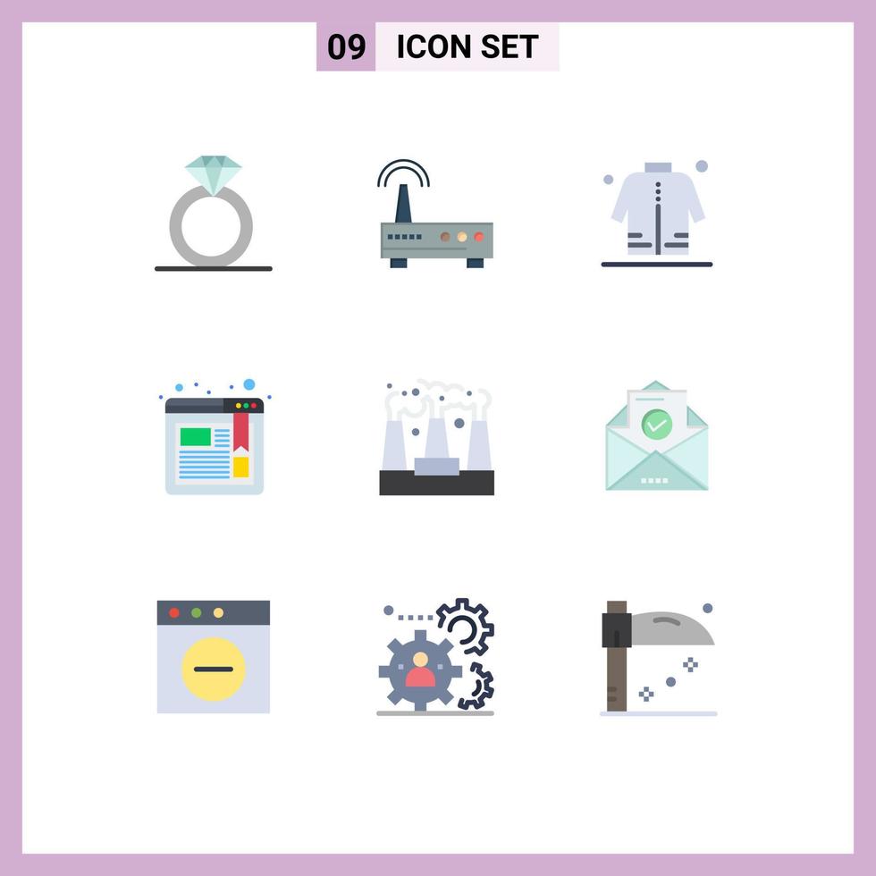 9 Creative Icons Modern Signs and Symbols of production factory shirt website bookmark Editable Vector Design Elements