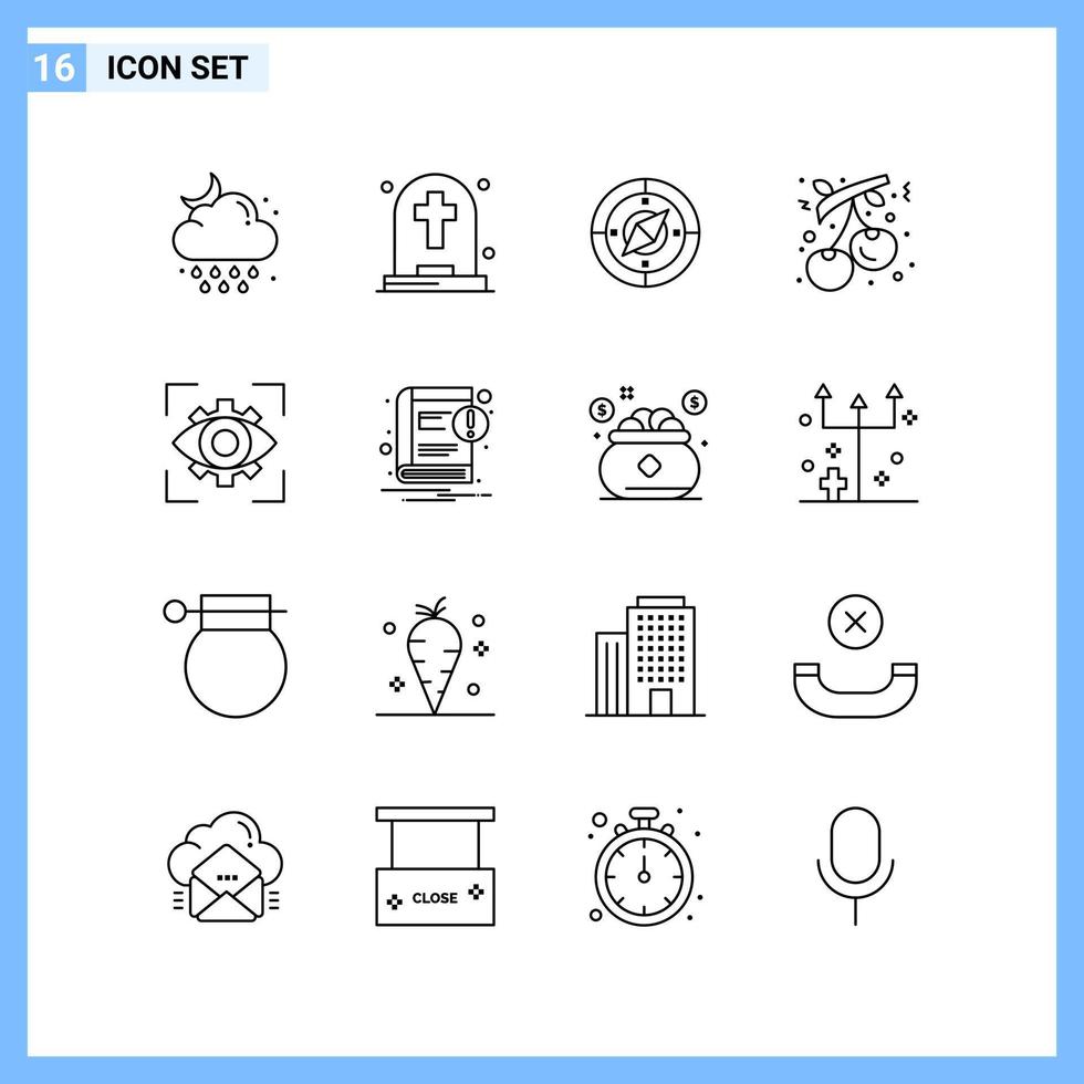 16 Icons Line style Creative Outline Symbols Black Line Icon Sign Isolated on White Background vector