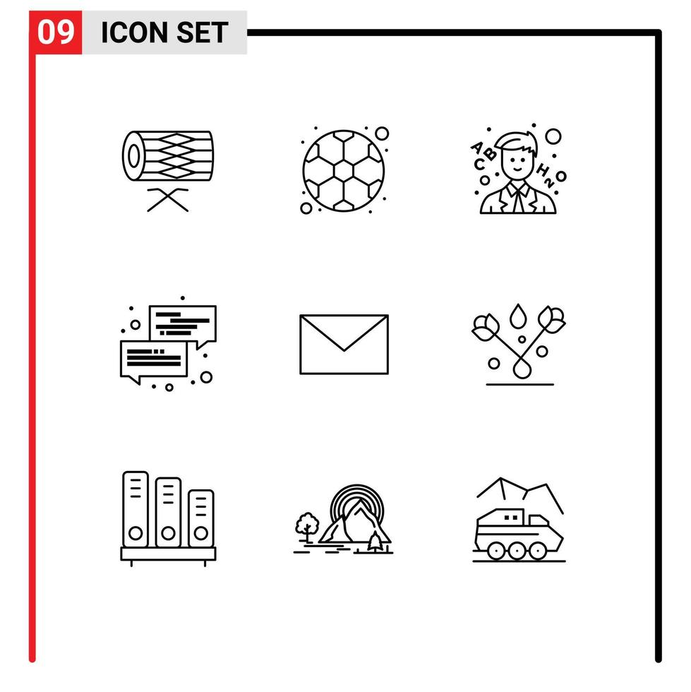 9 Thematic Vector Outlines and Editable Symbols of email message game dialogue communication Editable Vector Design Elements