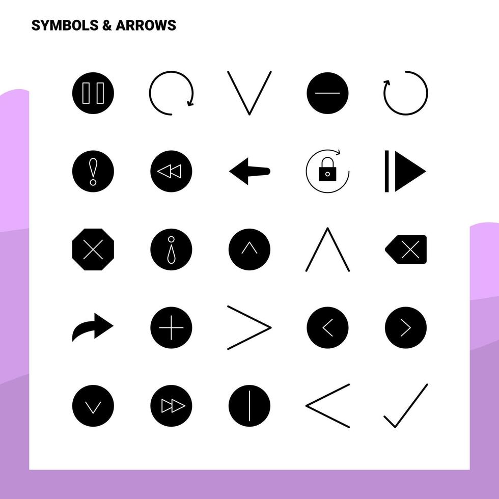 25 Symbols Arrows Icon set Solid Glyph Icon Vector Illustration Template For Web and Mobile Ideas for business company