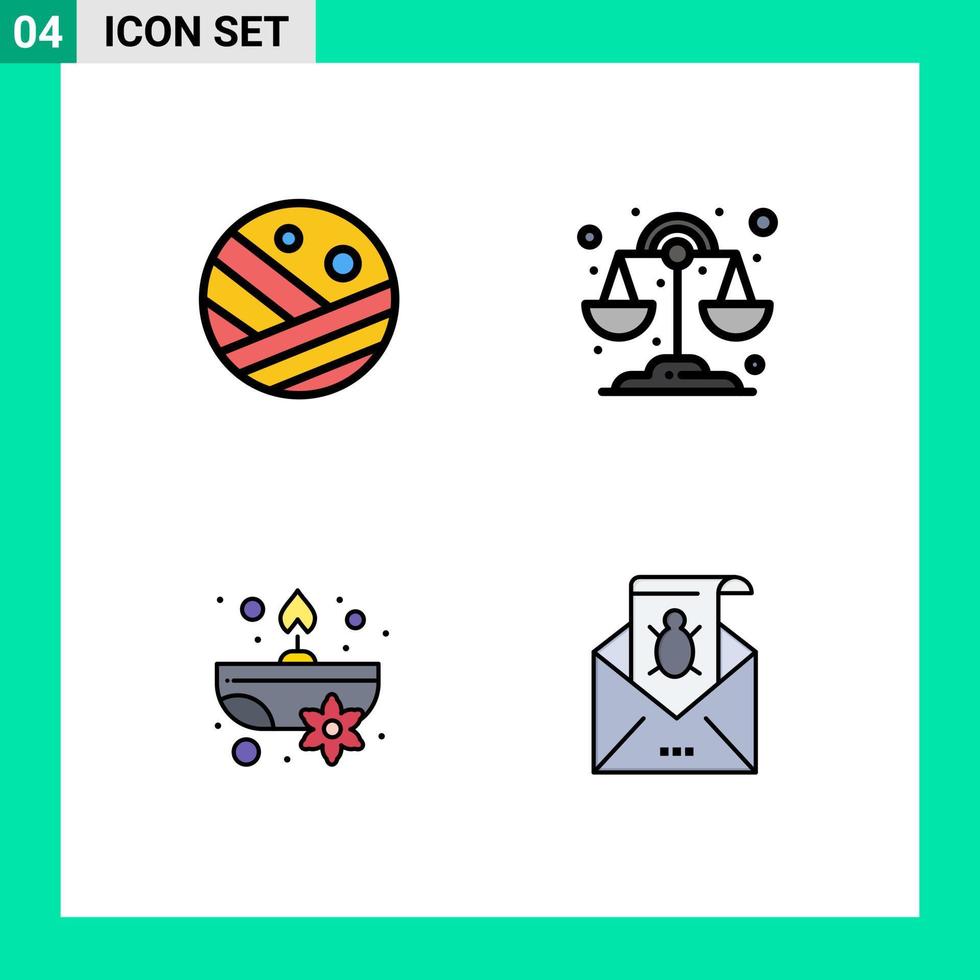 4 Universal Filledline Flat Colors Set for Web and Mobile Applications moisturizer spa strong hair science bug Editable Vector Design Elements