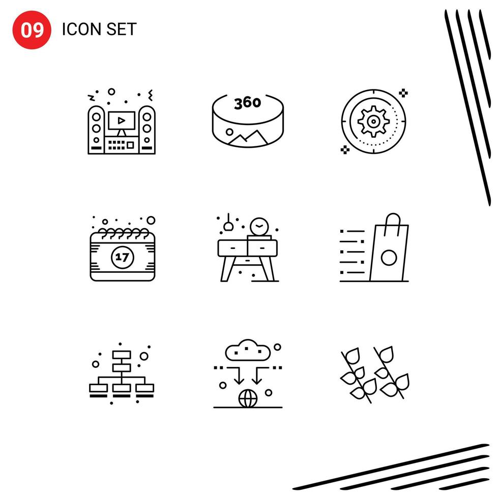 Outline Pack of 9 Universal Symbols of home festival gear event calendar Editable Vector Design Elements