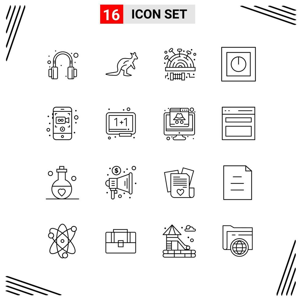 16 Icons Line Style Grid Based Creative Outline Symbols for Website Design Simple Line Icon Signs Isolated on White Background 16 Icon Set vector