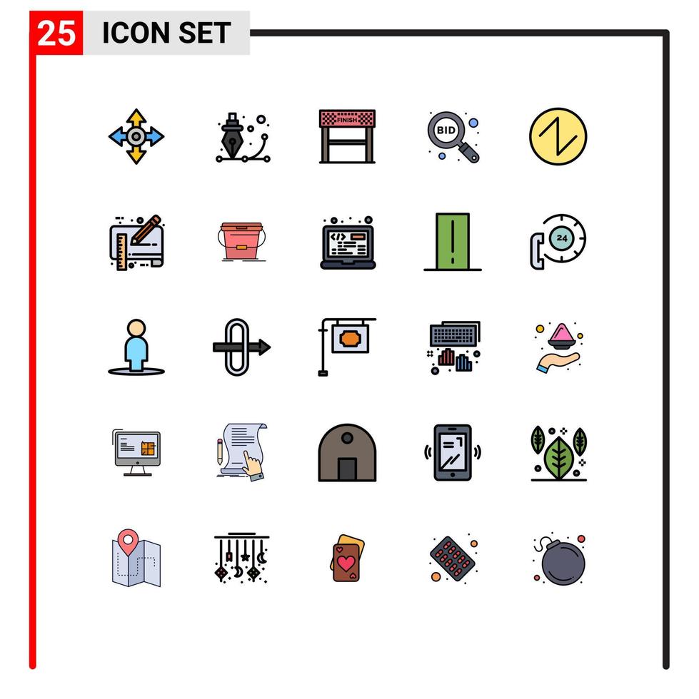 25 Creative Icons Modern Signs and Symbols of bid find process explore race Editable Vector Design Elements