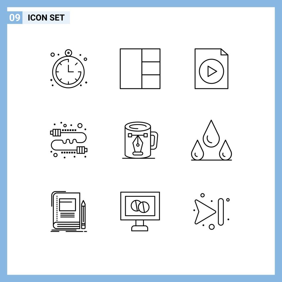 User Interface Pack of 9 Basic Outlines of nodes drawing buzz cup marketing Editable Vector Design Elements
